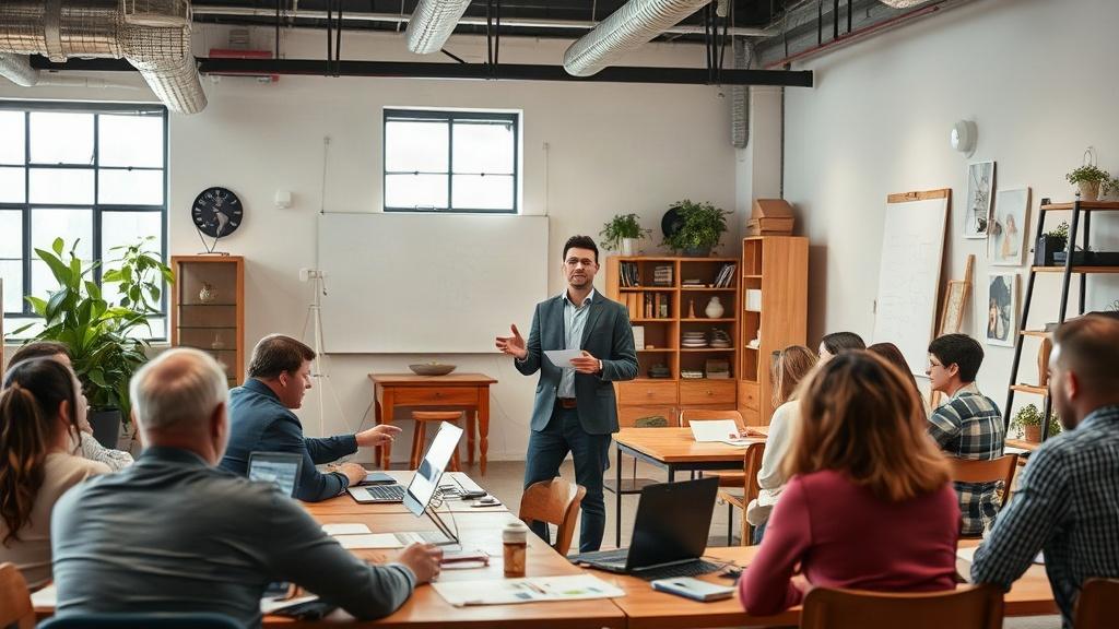 Formateur animant un atelier de marketing digital