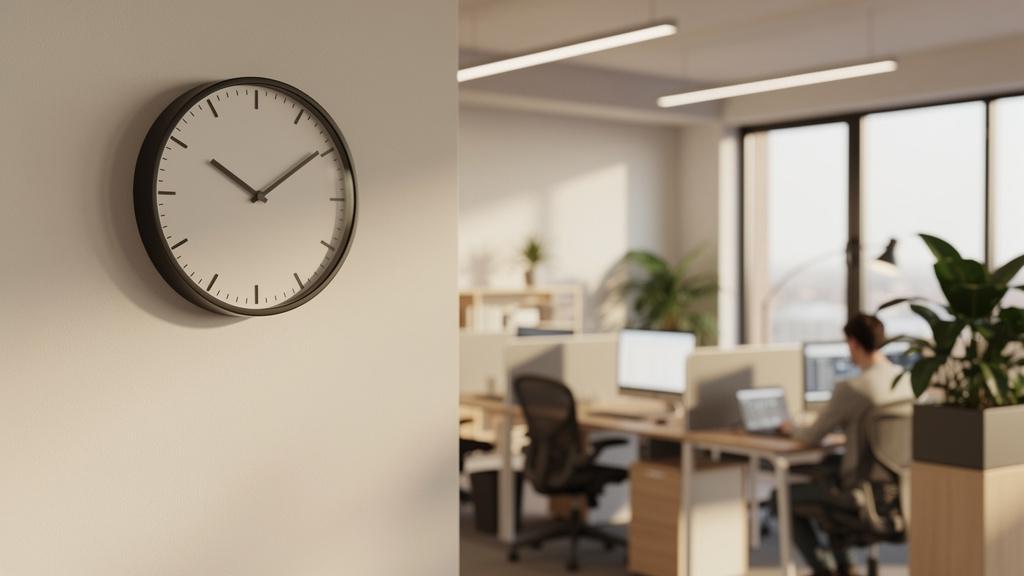 Horloge murale dans un open space de bureau