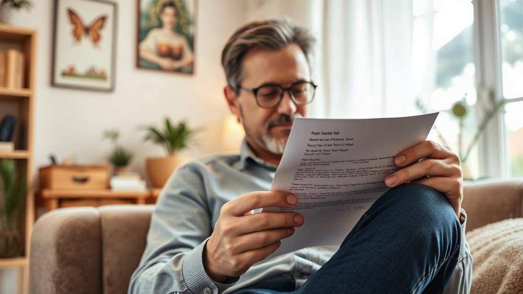 Personne lisant une lettre recommandée concernant son contrat de travail