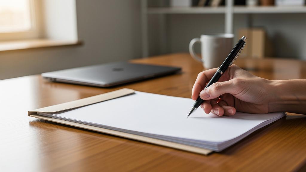 Personne signant des documents de remboursement dans un bureau