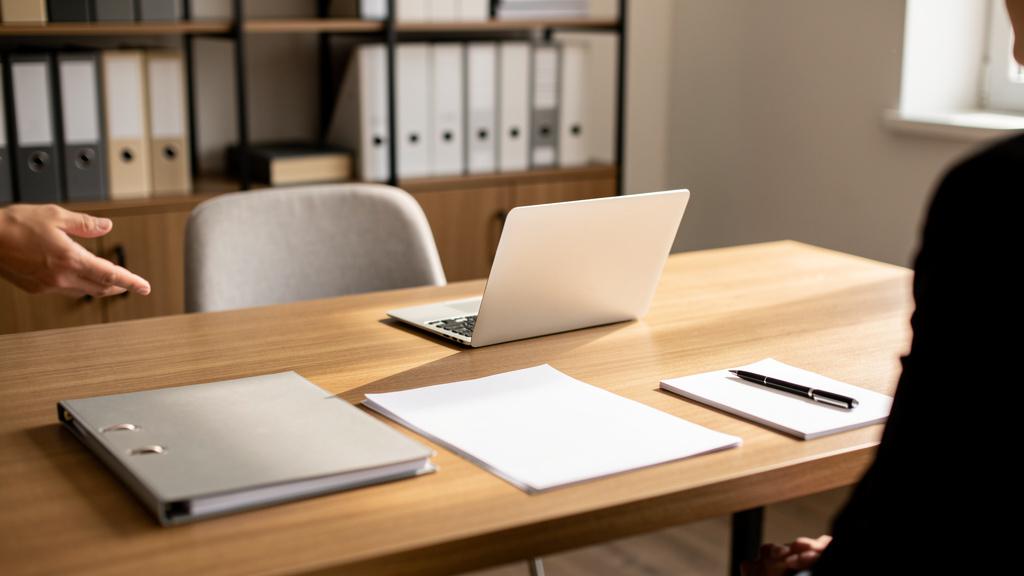 Responsable RH expliquant les règles du CDD à un employé