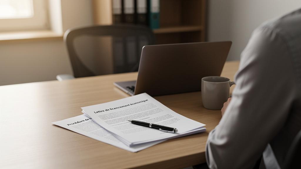 Salarié consultant des documents de licenciement économique à son bureau