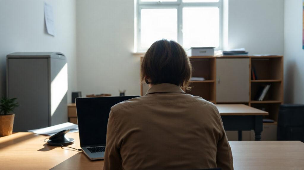 Agent de l'Éducation nationale consultant sa messagerie professionnelle