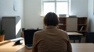 Agent de l'Éducation nationale consultant sa messagerie professionnelle