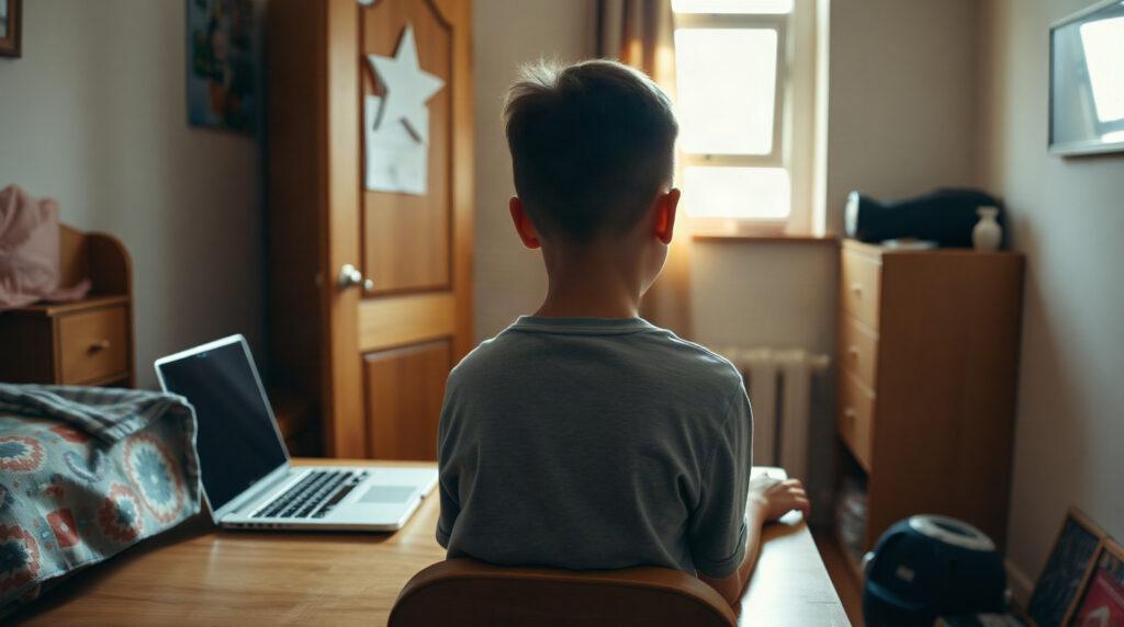 Collégien consultant son espace numérique scolaire
