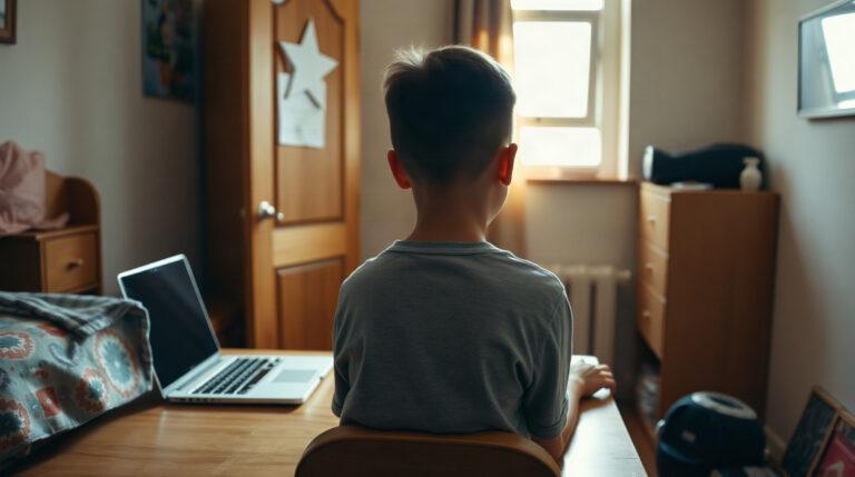 Collégien consultant son espace numérique scolaire