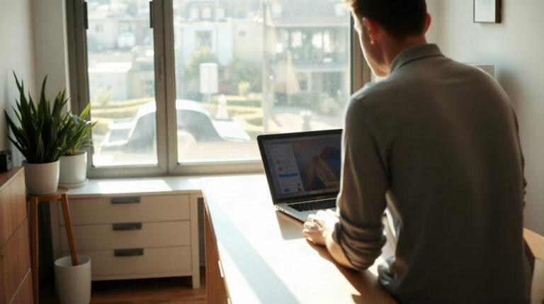 Connexion à une messagerie professionnelle sur ordinateur portable