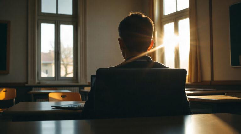 Élève connecté à un espace numérique scolaire