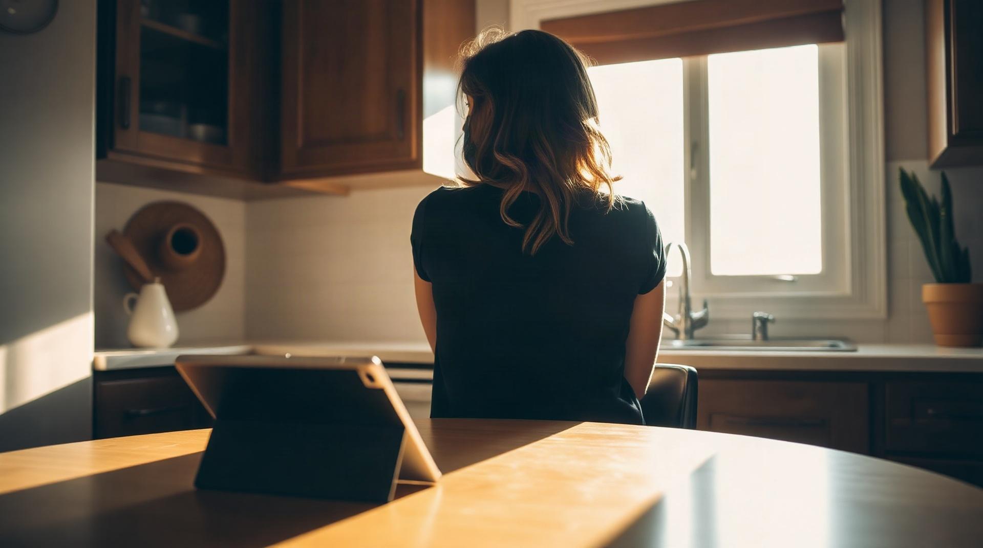 Parent vérifiant les notes scolaires de son enfant sur une tablette numérique à la maison