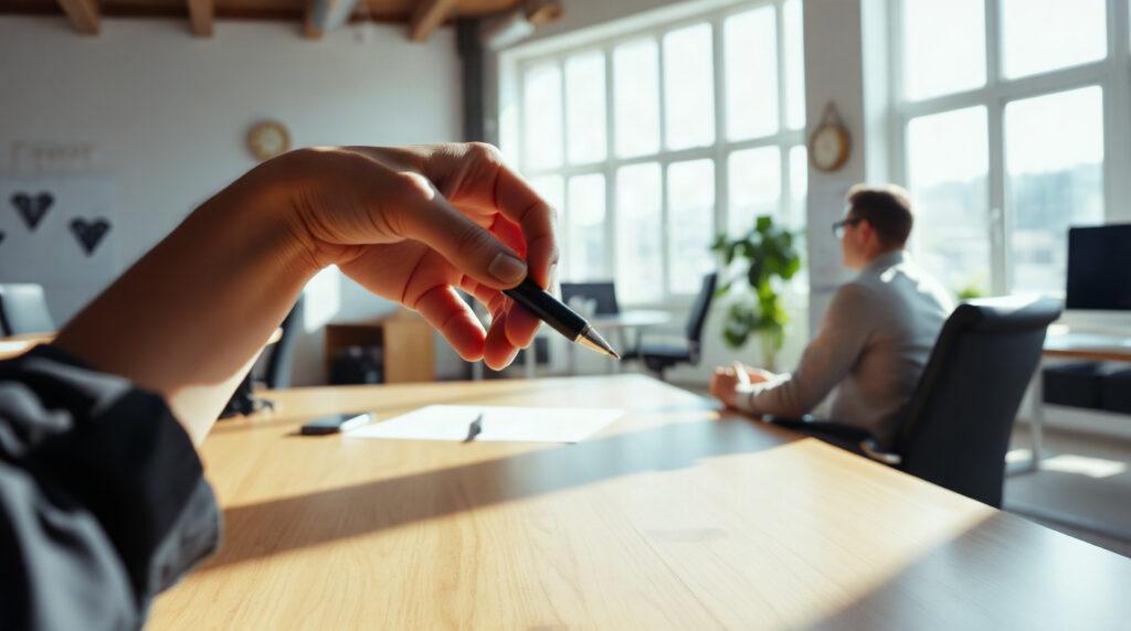 Signature d'un contrat de mission intérim dans une agence d'emploi