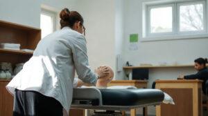 Étudiante en CAP esthétique pratiquant un soin du visage sur un mannequin en salle de cours