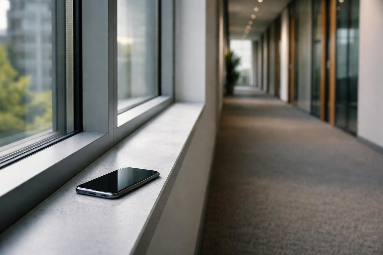 Employé synchronisant une application de messagerie sur smartphone