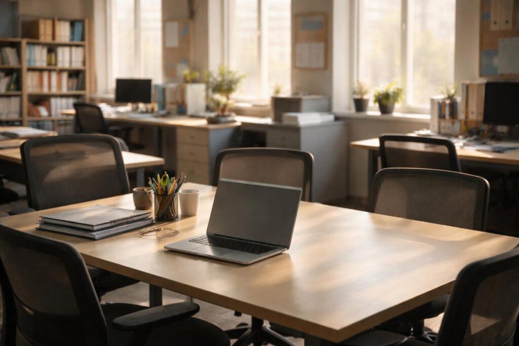 Enseignant consultant sa messagerie professionnelle sur un ordinateur de bureau