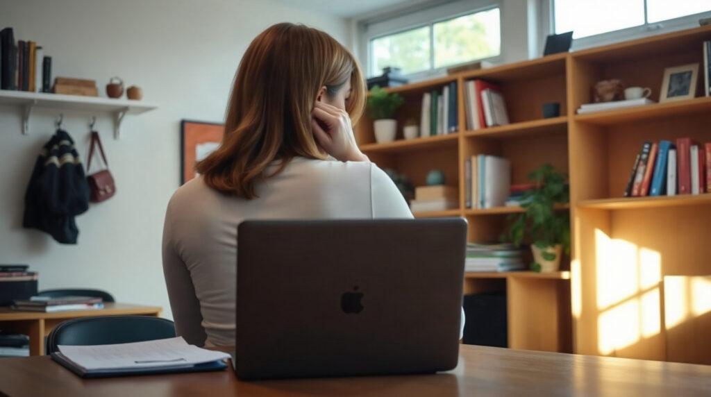 Enseignante consultant sa messagerie académique sur ordinateur