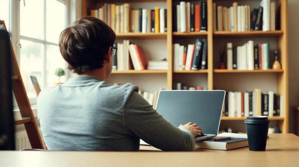Parent consultant le portail ENT sur un ordinateur portable à domicile