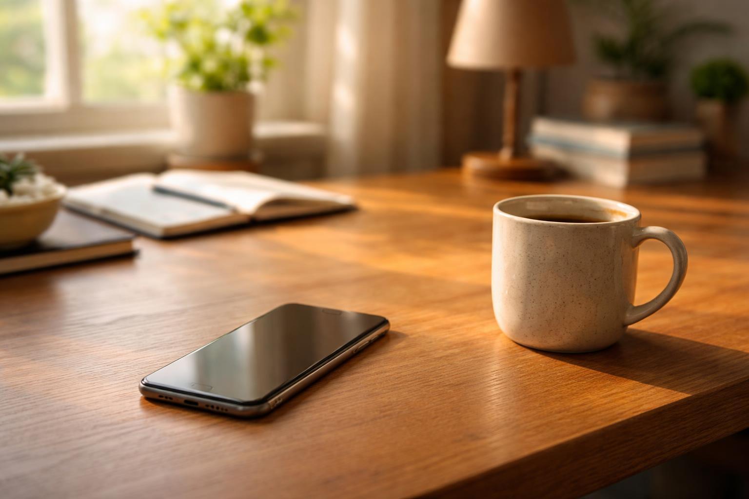 Personne configurant une application mail sur un smartphone