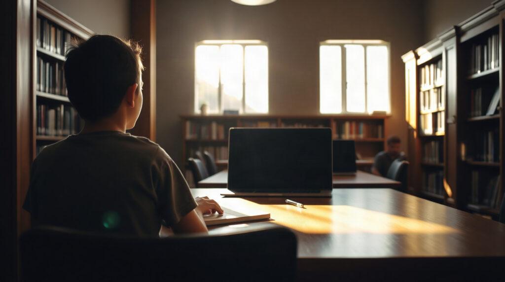 Étudiant consultant sa messagerie universitaire sur ordinateur portable
