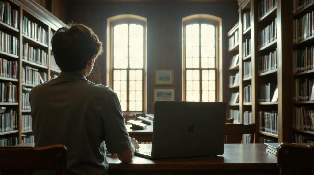 Étudiant consultant son espace numérique universitaire